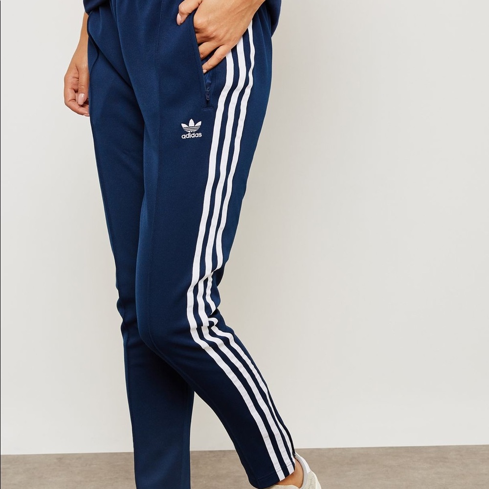 Adidas Sweatpants Navy Blue Satin Small